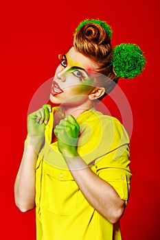 Girl with make-up broccoli