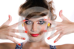 Girl with make-up and manicure