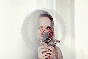 Girl with makeup in Christmas style