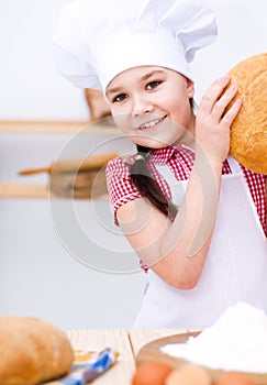 Girl making bread