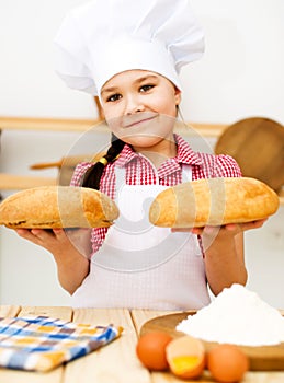 Girl making bread