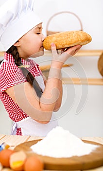 Girl making bread