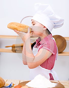 Girl making bread