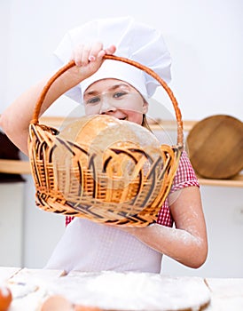 Girl making bread