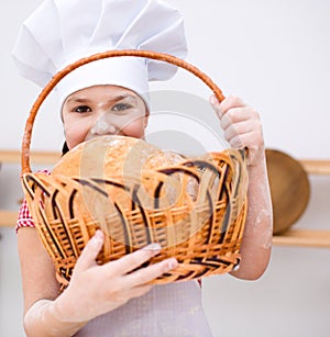 Girl making bread