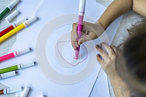 Girl making a drawing