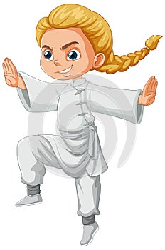 A girl in martial arts stance