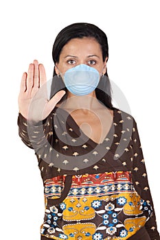 Girl with mask stopping influenza A
