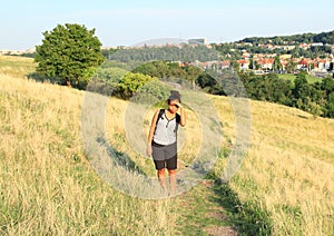 Girl on meadow in Divoka Sarka in Prague