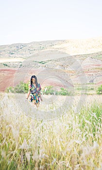 Girl in meadow field