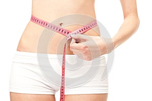 Girl measuring slim waist