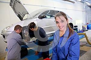 Girl in mechanics class