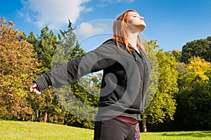 Girl meditating in nature