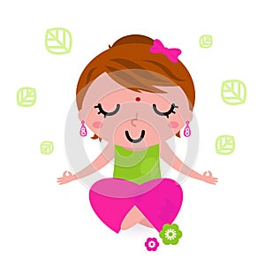 Girl meditating and practicing yoga