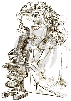 Girl with a microscope