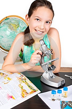 Girl microscope