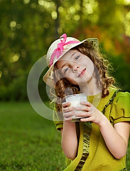 Girl with milk glass