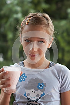 Girl with milk-moustache