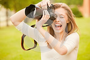 Girl with mirror camera