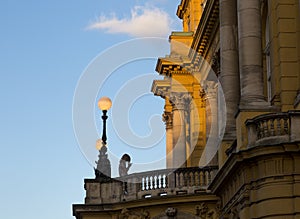 Girl at the balcony of ancient castle