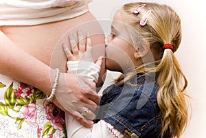 Girl with mother's belly