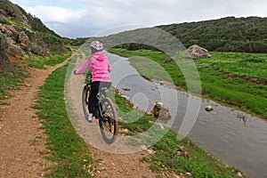 Girl on mountain bike