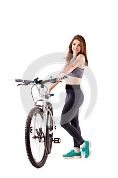 Girl on a mountainbike photo