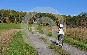 Girl mountainbiking