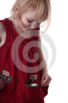 Girl with mouse in pocket