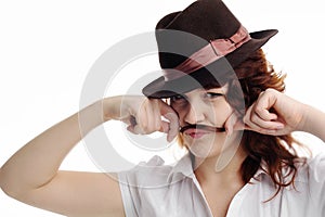 Girl with moustaches photo