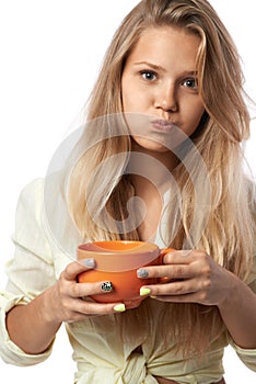 Girl mouthful of water