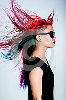 Girl movement colour hair magnificent