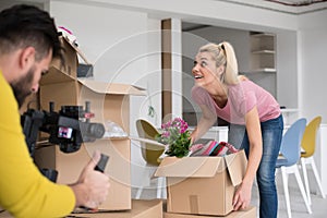 Girl moving in the new apartment