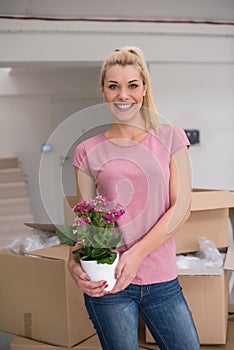 Girl moving in the new apartment