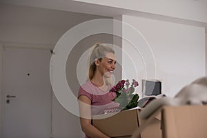 Girl moving in the new apartment