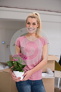 Girl moving in the new apartment