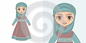 Girl in Muslim clothes. The veil and Abaya