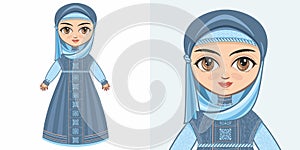 Girl in Muslim clothes. The veil and Abaya