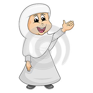 Girl muslim - cute and beautiful cartoon vector illustration