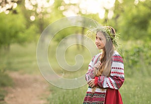 a girl in a national Belarusian costume