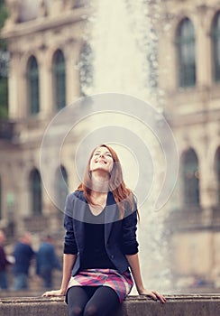 Girl near fantane