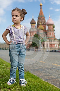 Girl near the Saint Basils Cathedral photo