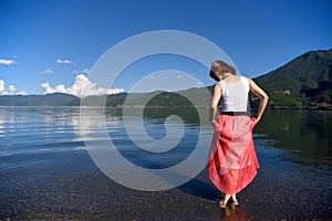 girl nearby the lake