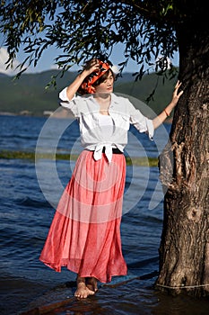 girl nearby the lake