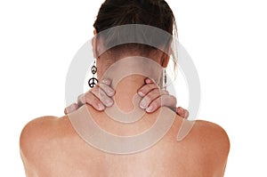 Girl with neck pain.