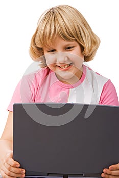 Girl with notebook computer