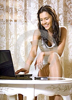 Girl with notebook computer