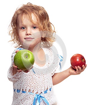 Girl offering an apple