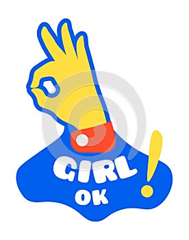 Girl ok, okay gesture, approval and agreement