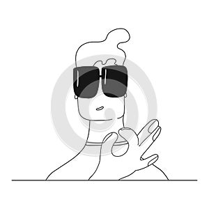 Girl OK sign. vector illustration